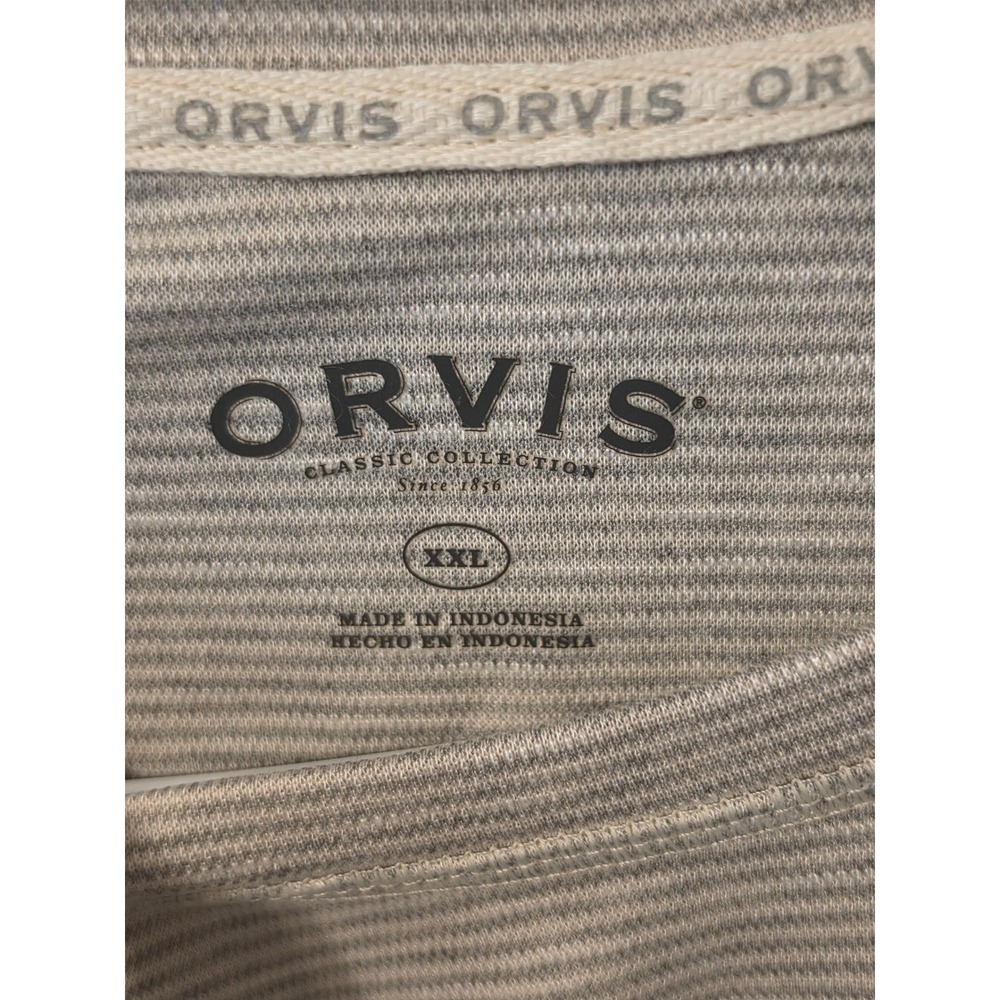 Orvis Cascade Long Sleeve Crew Neck Shirt Mens XXL Oatmeal Striped 1172082 NWT - Picture 3 of 8